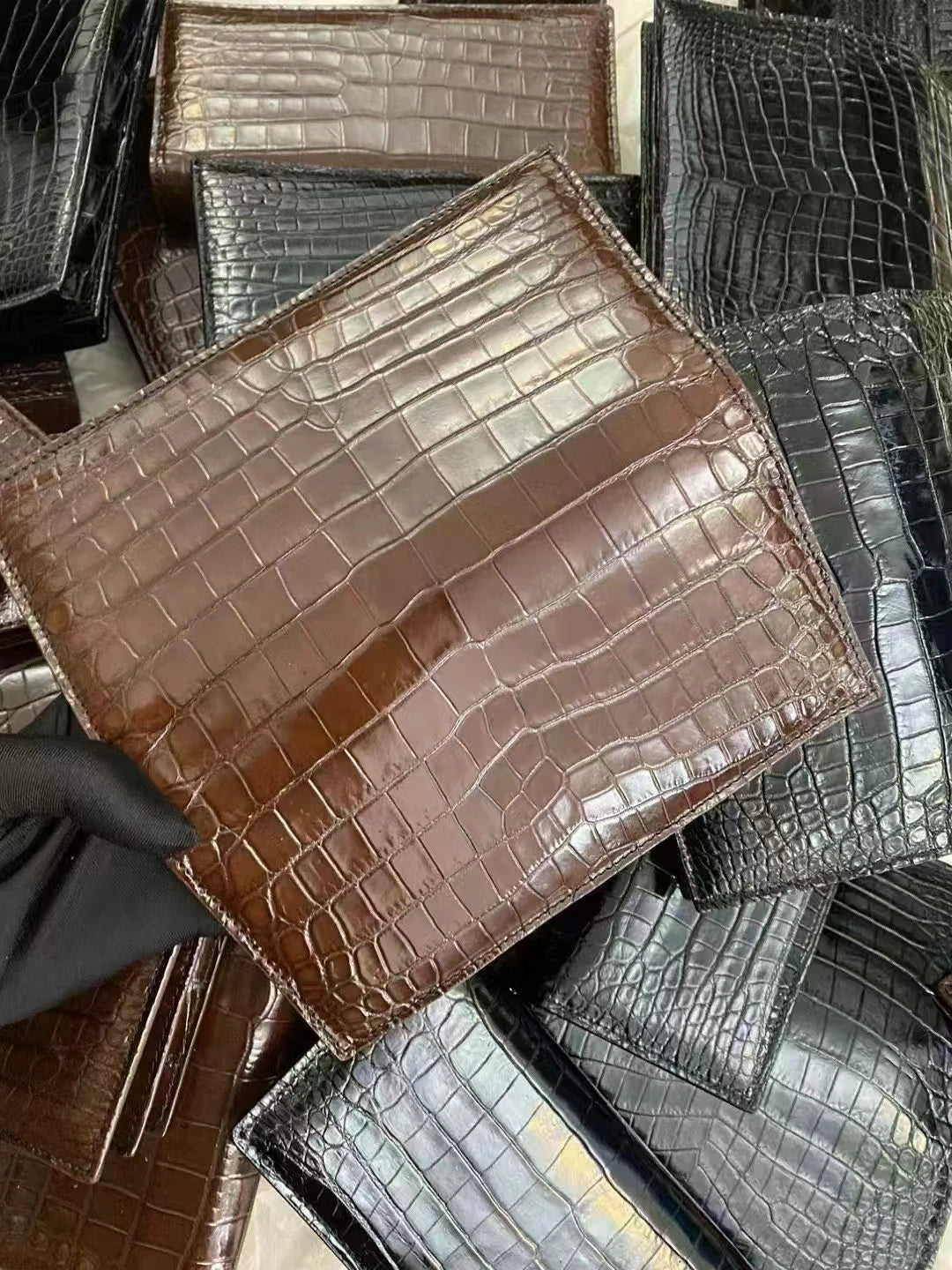 Teemzone Luxury Outside and Inside Crocodile Leather Business Men's Long Wallet -Fashion Genuine Leather Multi Card Slots Bag 45