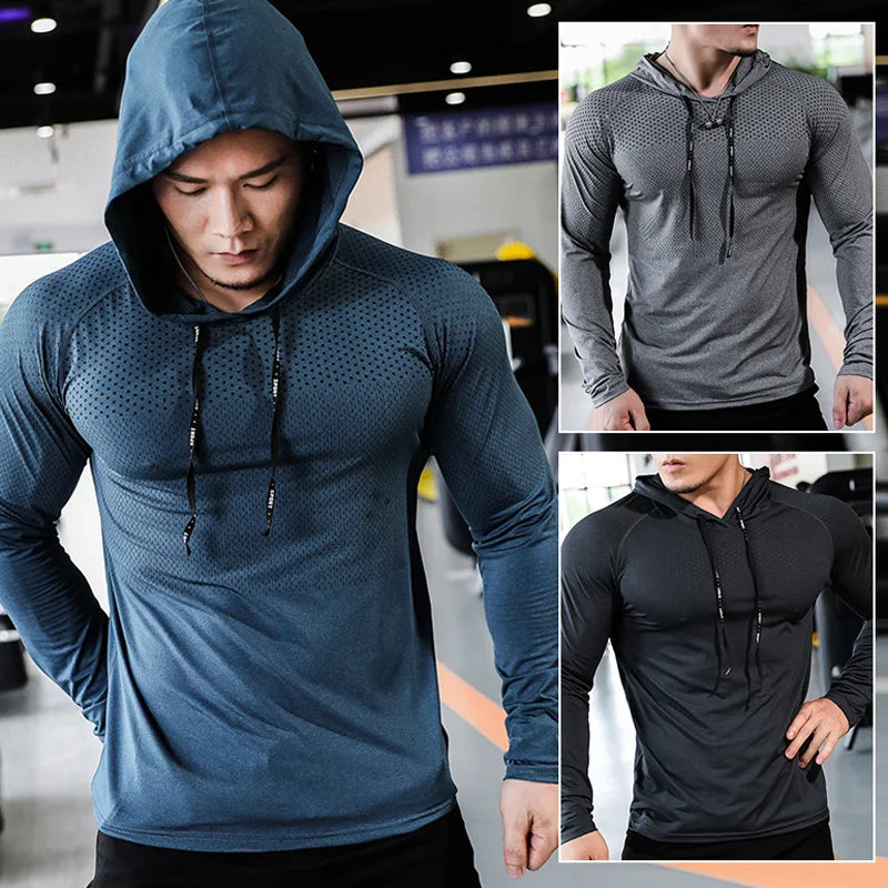 Favocent Mens Fitness Tracksuit Running Sport Hoodie Gym Joggers- Hooded Workout Athletic Clothing Muscle Training Sweatshirt