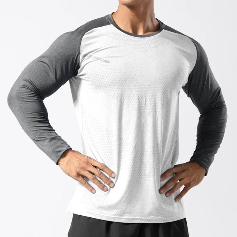 Shedoa Men's Sport Long Sleeve Tops- Quick Dry Fitness T-shirts for Bodybuilding, Gym, and Casual Skinny Elastic Breathability Sportswear