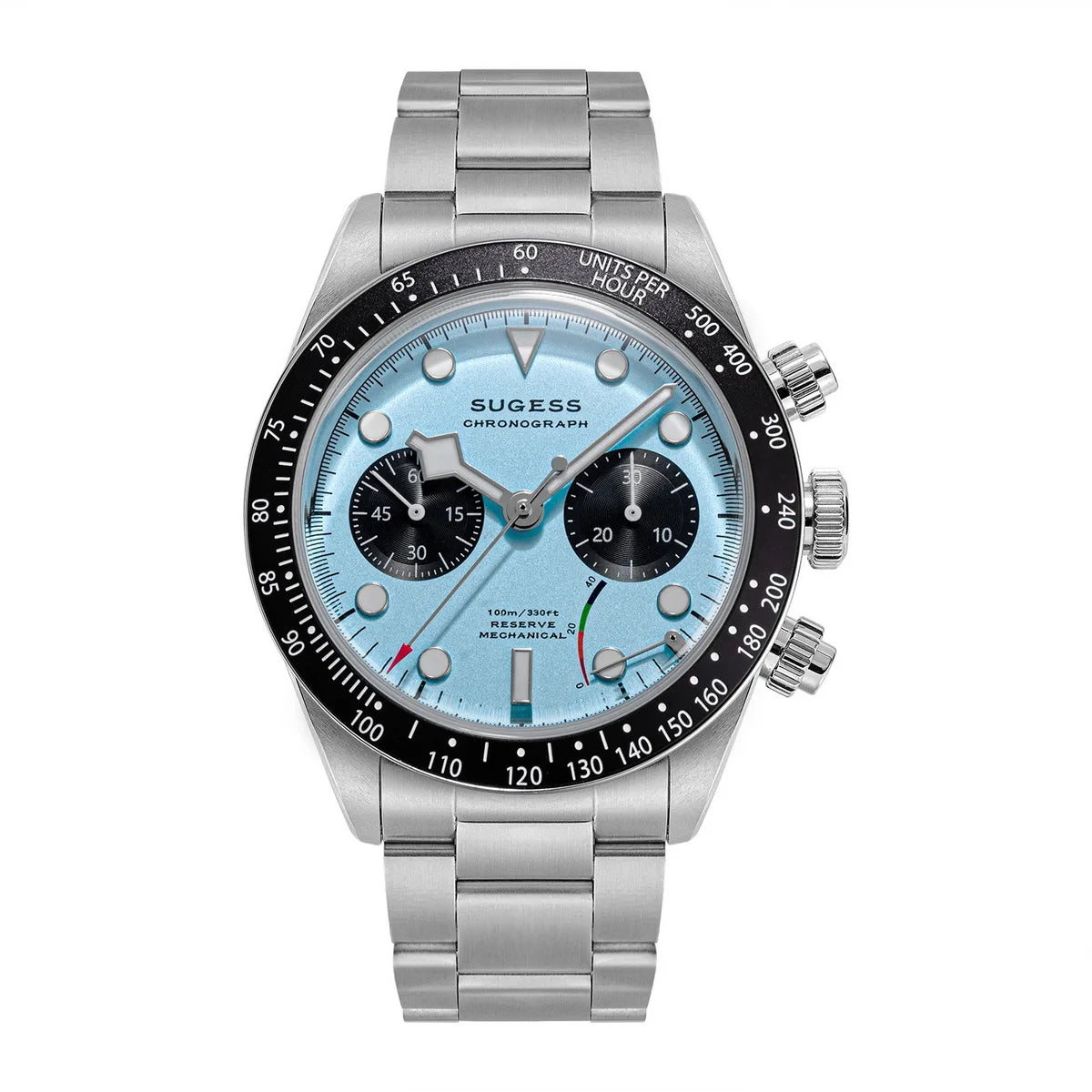 Sugess Chronograph Men`s Watch Original ST1907 Swanneck Pilot Mechanical Wristwatches with Domed Sapphire Crystal Dopamine S457-  New 2025.