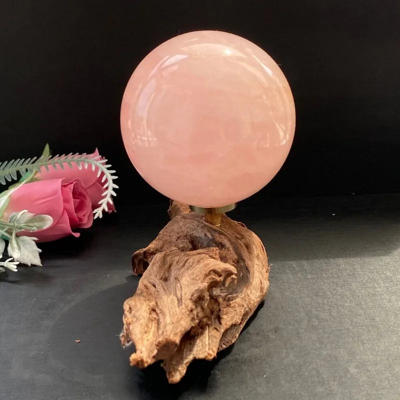 7-9cm Large Natural Rose Quarter Ball Crystal Healing Decoration for Office and Home Use or Souvenir Gift.