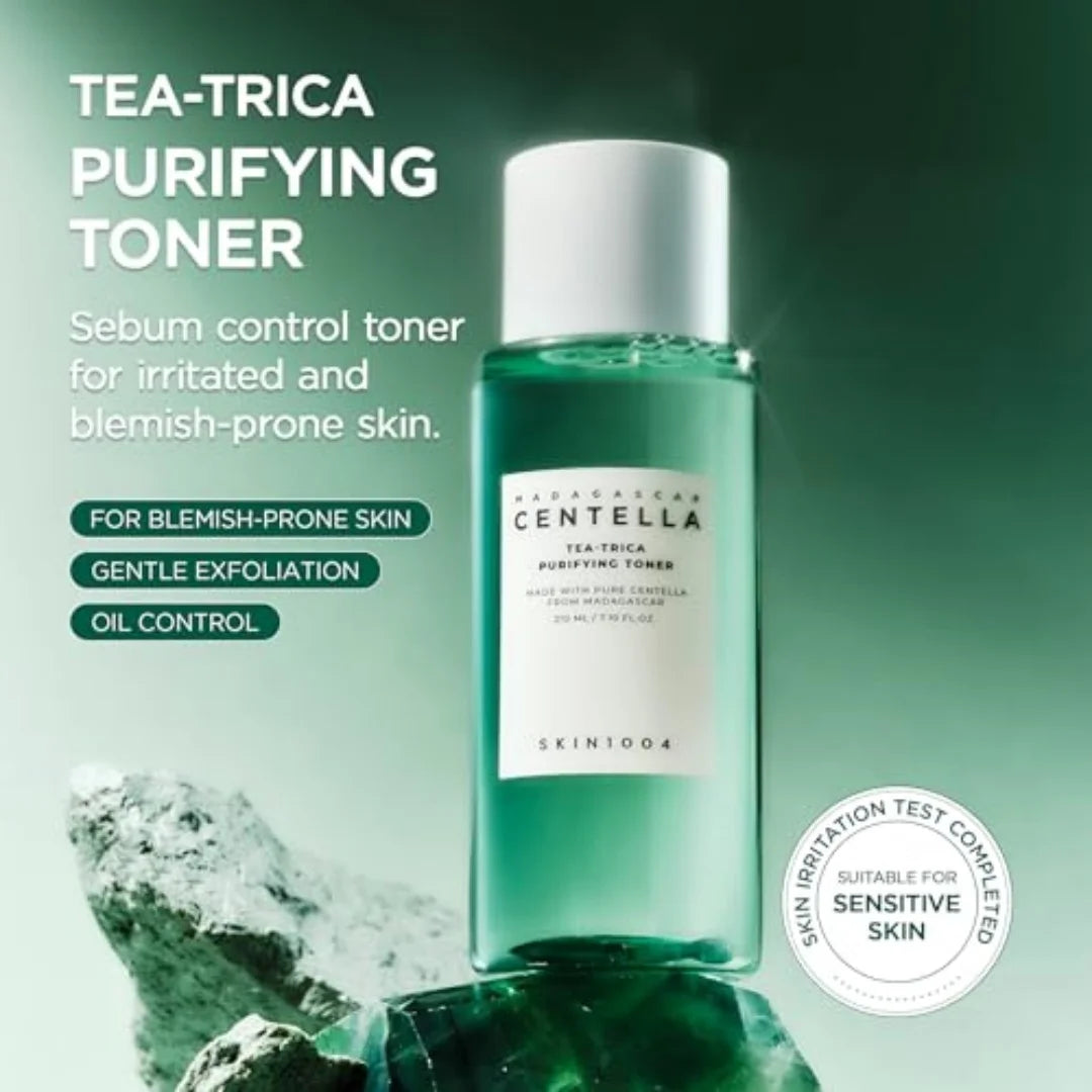 SKIN1004 Tea-Trica Purifying Toner 210ml- Madagascar Centella Asiatica Pore Care Sebum Control Blackhead Remover Korean Skin Care