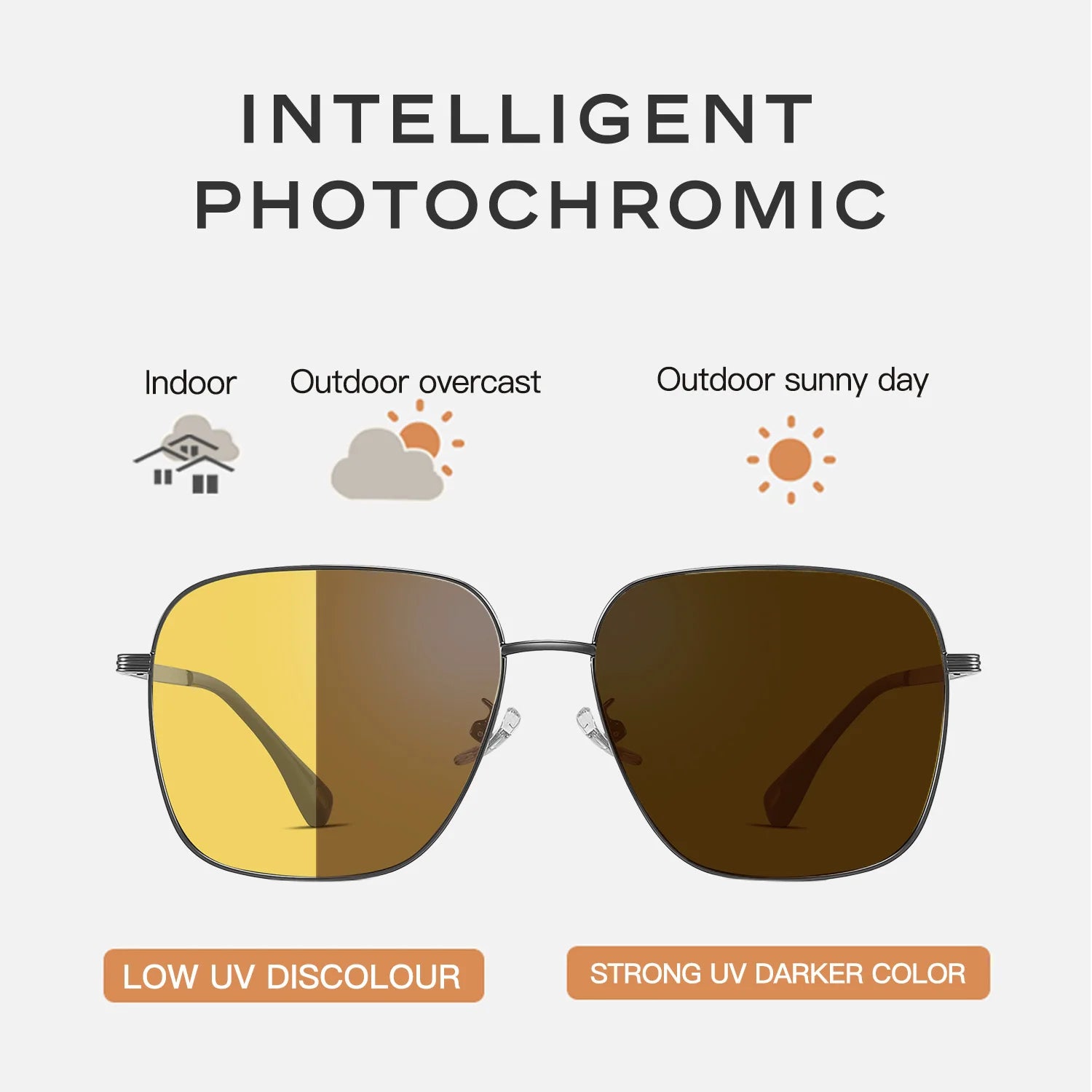 CAPONI Day Night Vision Sunglasses For Men- Photochromic Brown Driving Yellow Sun Glasses Original Design UV400 Eyewear BSYS23031