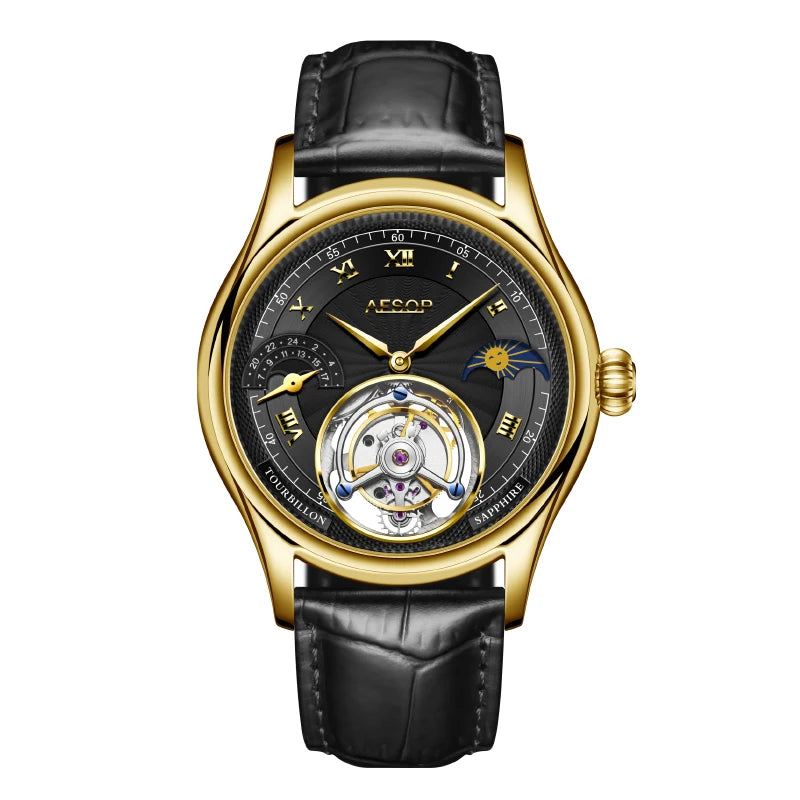 New 7027 Aesop Genuine Watch For Men- Multi-Function Tourbillon Moon Phase Brand Mechanical Men's Watches Luxury Sapphire Mirror