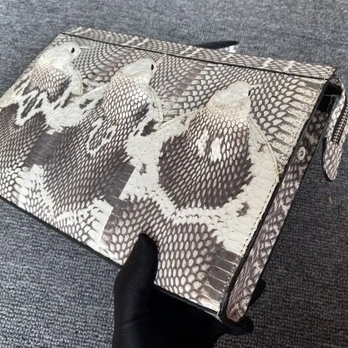 New Snake Leather Men's Clutch Bag -Business Large Capacity Envelope Bag , Leisure Real Leather Clutch For Man