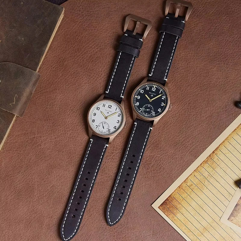 Baltany Bronze Men's Automatic Mechanical Watch S2058 ST3620 -Manual Winding Movement 50M Waterproof Military Clock Reloj Hombre