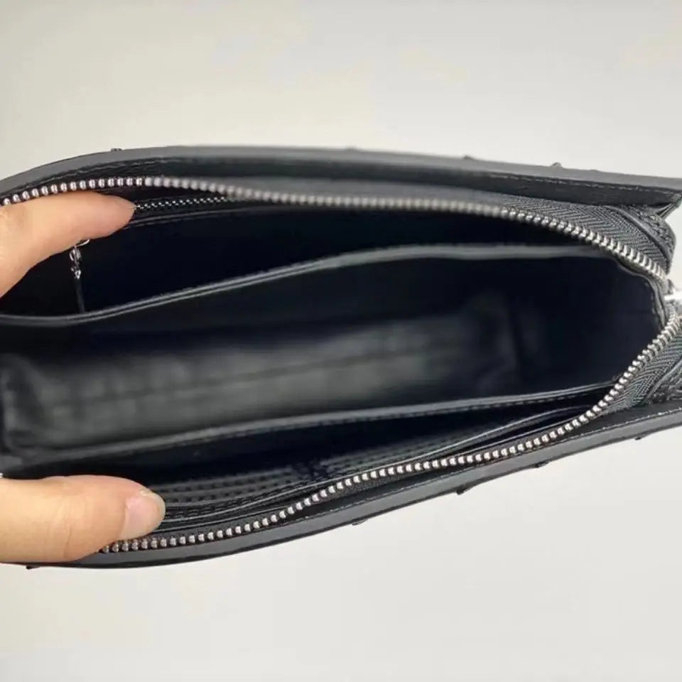 New Fashion Business Men's Clutches Ostrich Skin Wallet- Real Leather Long Organizer Wallet Men Brand Luxury Card Holder Purse