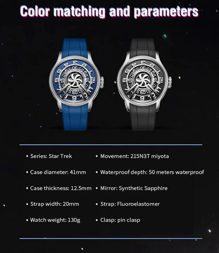 OBLVLO Men`s Automatic Watch- 42MM Design Mechanical Wristwatch Luminous Rotatable Circular Dial 50m Waterproof Sapphire Mirror