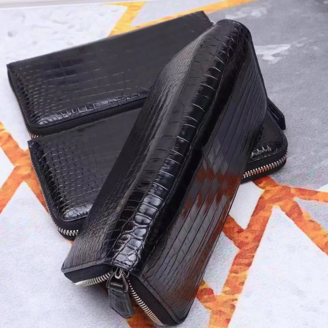 New Crocodile Leather Wallets For Men- Genuine Leather Man Clutch Bag,  Luxury Business Large Capacity Men's Designer Bag