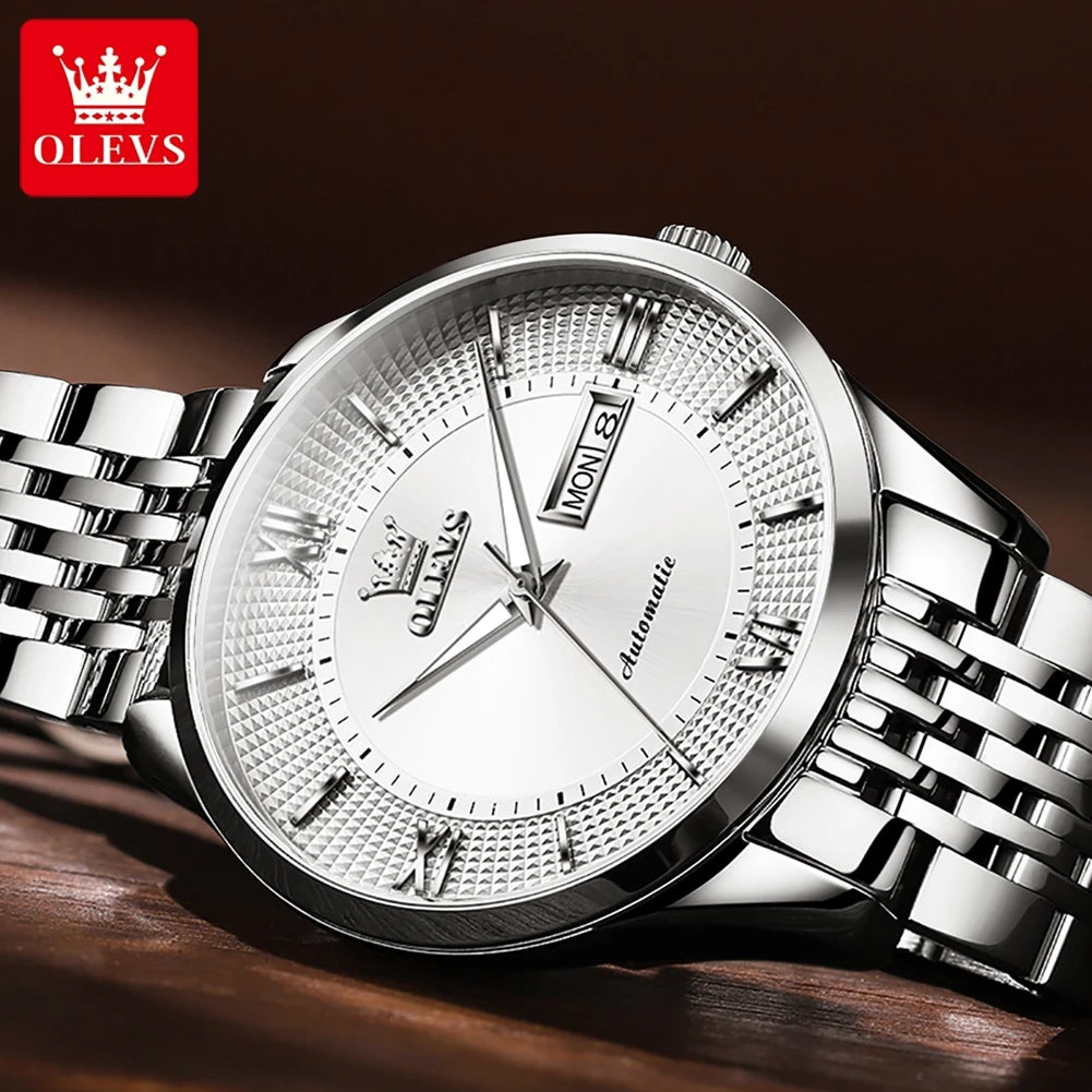 OLEVS Crystal Mirror Luxury Brand Mechanical Men's Wristwatch - DeRae's Shop For Goods