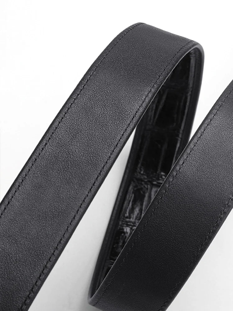 Real Crocodile Genuine Leather Men`s Black Designer Belt for Men lengthening length Male Strap customized Luxurious Trouser
