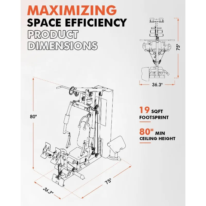 Mikolo Home Gym, Workout Station with 150LBS Weight Stack, Multifunctional Home Gym Equipment