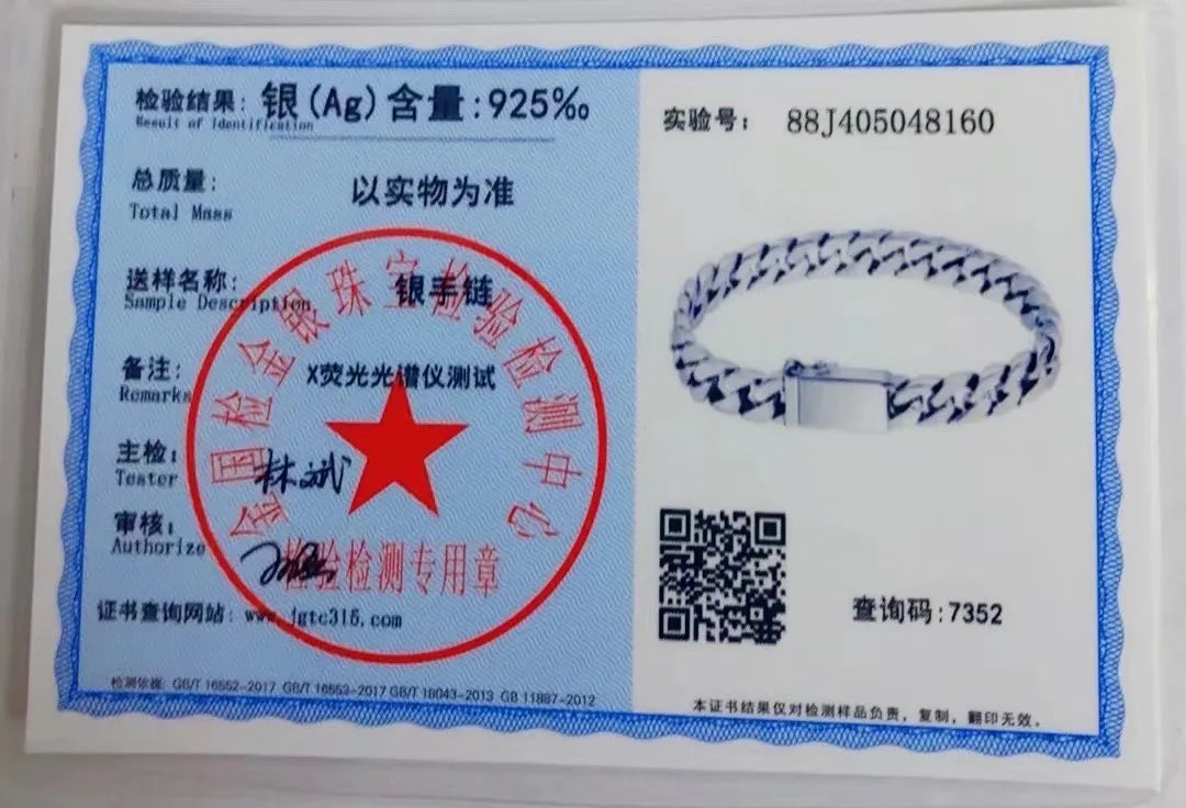 Solid S925 Sterling Silver Bracelet 7MM 8MM 10MM Punk Argent- 925 Silver Jewelry Never Fade Men Jewelry Gifts Past Test