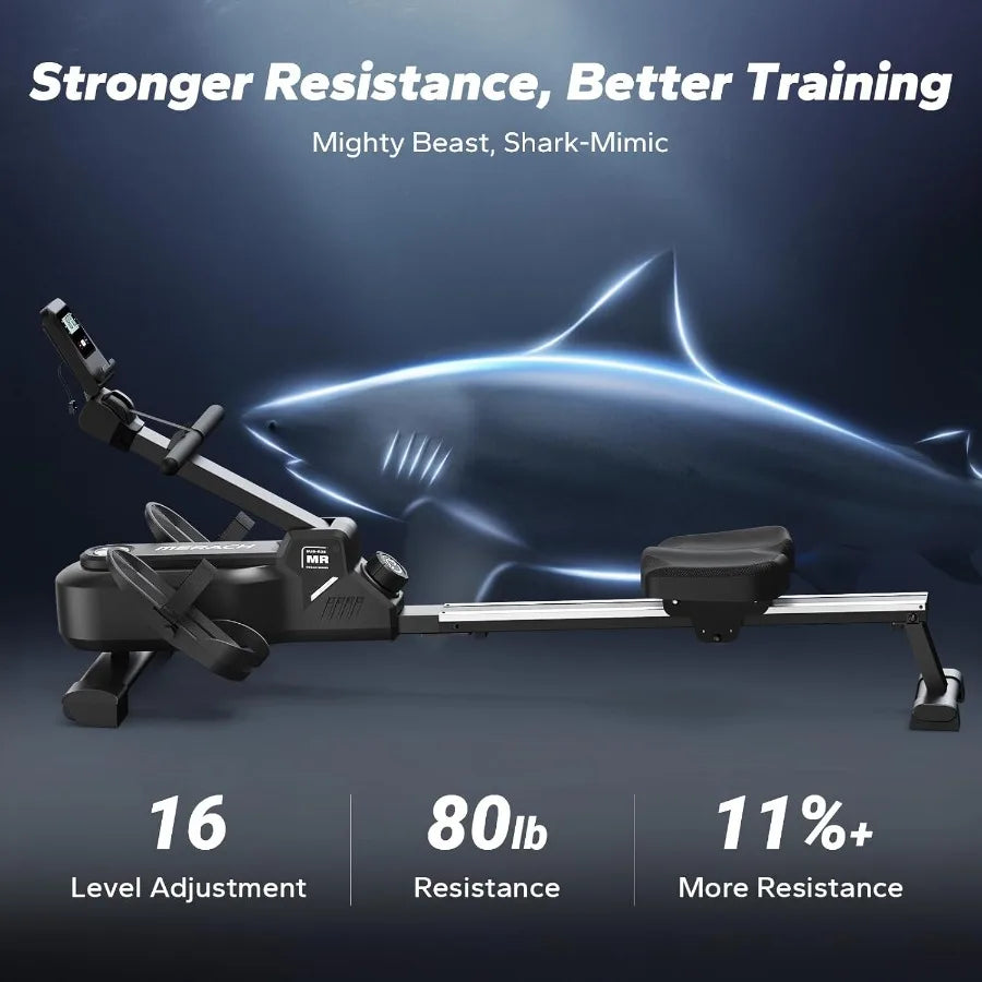 Foldable Rowing Machines for Home, Magnetic Rowing Machine with 16-Level, Compact Row Saves 20% Space, 350 LBS Load Capacity