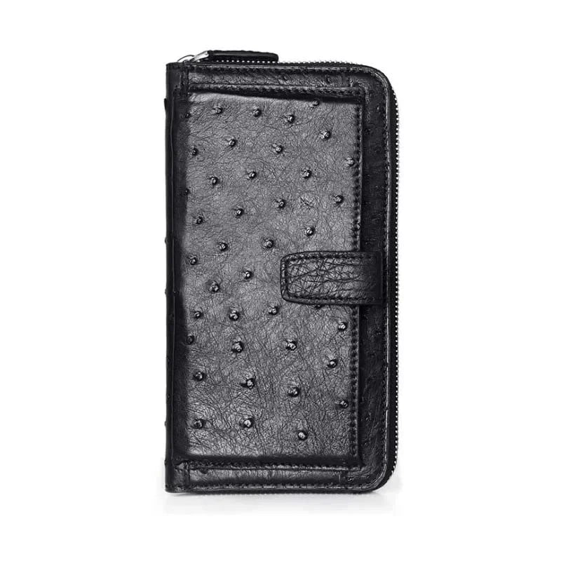 Hongqiangyin Ostrich Leather Long Men`s Wallet
