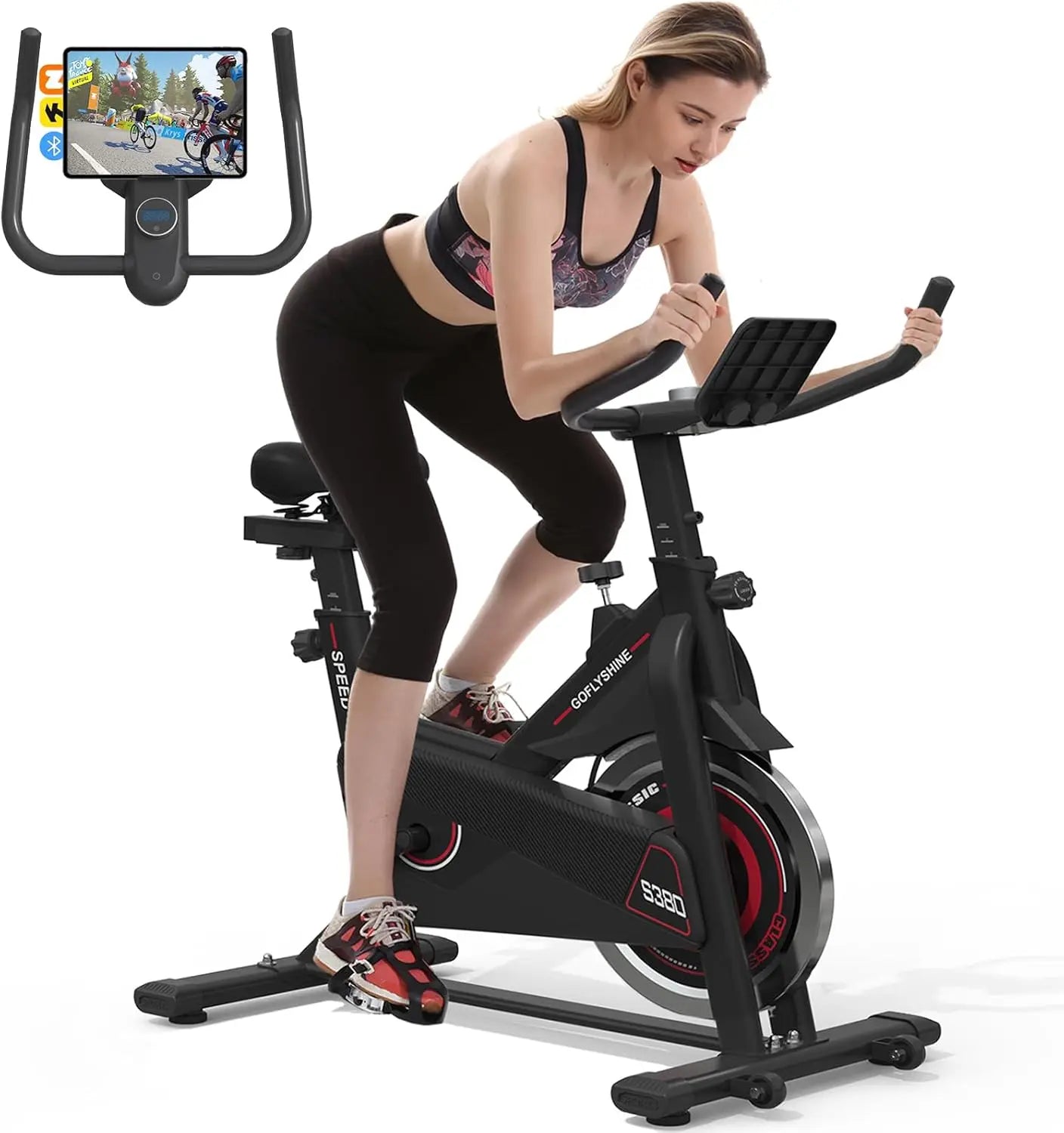 Exercise Bike Stationary- Exercise Bike for Home Indoor Cycling , Cardio Gym Workout Bike with iPad Mount & LCD Moni.