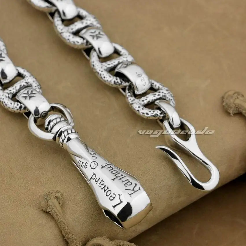 Linsion Huge Heavy 925 Sterling Silver Fashion Wallet Chain Biker Key Chain Punk DIY Accessory 8W006WC