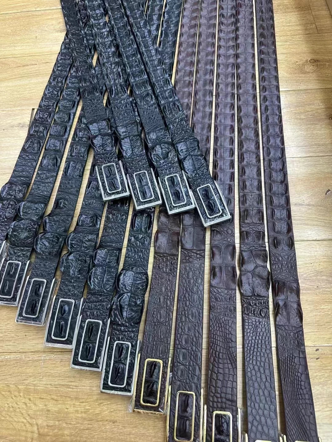 Designer Double Bone Men's Slide Belts Fashion Creative Crocodile Leather Belts For Man 45