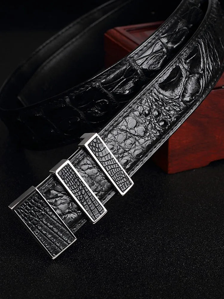 BEKEDEKE High Quality Men`s Crocodile Genuine Leather Belt for Business, Office Work, or Formal- Waistband Classic Real Leather Girdle