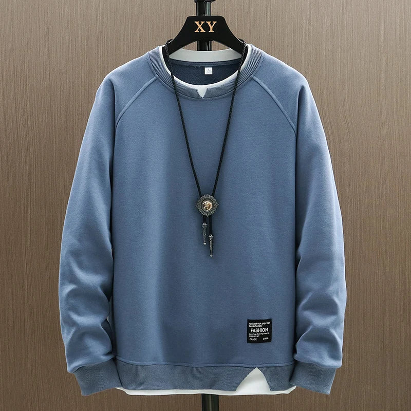 Favocent Mens Casual Sweatshirts Harajuku Solid Color Fashion Two Piece- O-Neck Sweatshirt Hoodies Hip Hop Male Streetwear