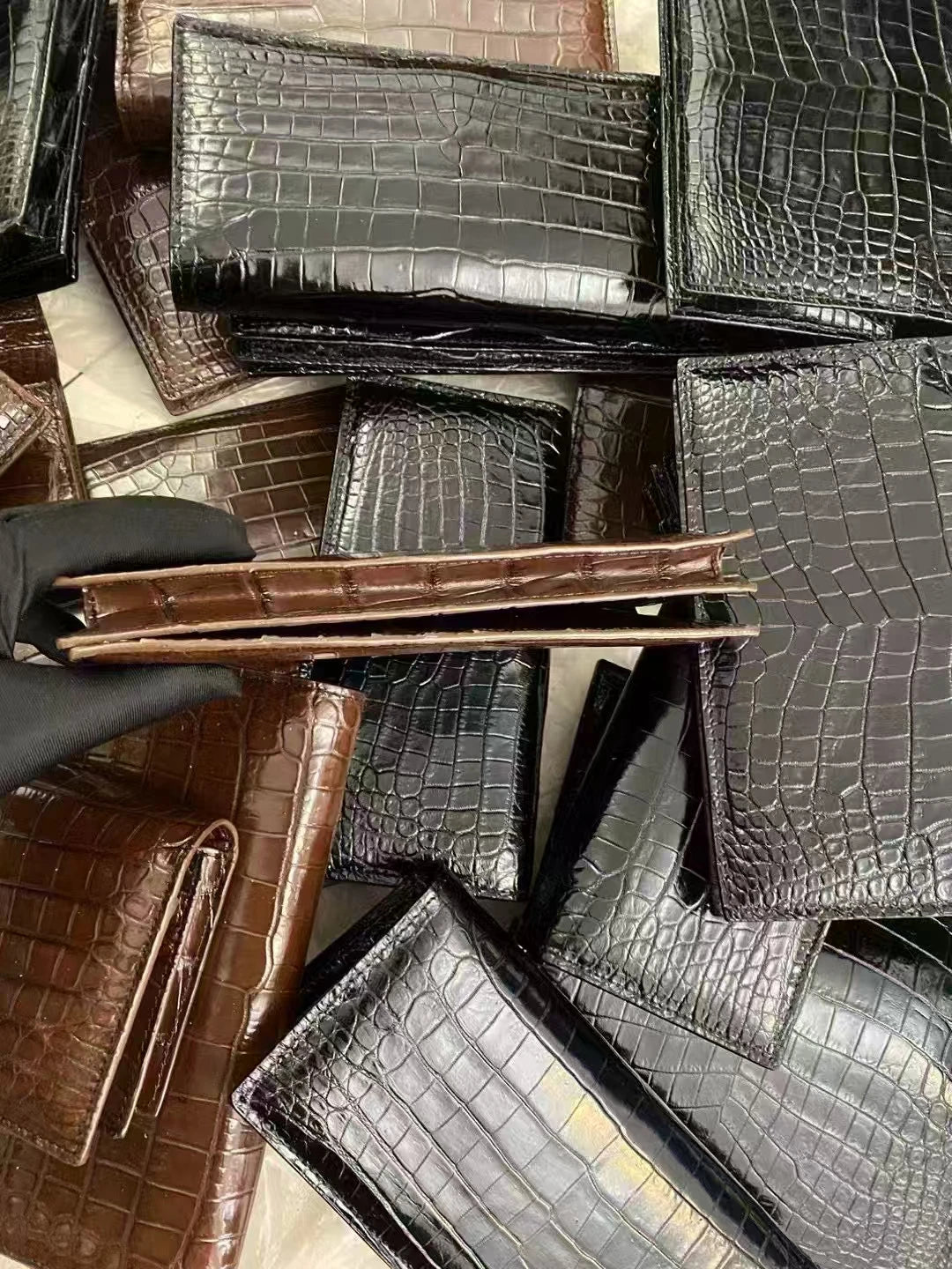 Teemzone Luxury Outside and Inside Crocodile Leather Business Men's Long Wallet -Fashion Genuine Leather Multi Card Slots Bag 45