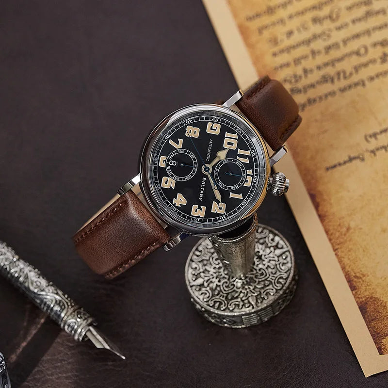 Baltany 1935 S6047 Retro Men's Automatic Mechanical Watch -Luxury Sapphire Waterproof 5Bar Super Glow C3 Reloj Hombre Watch