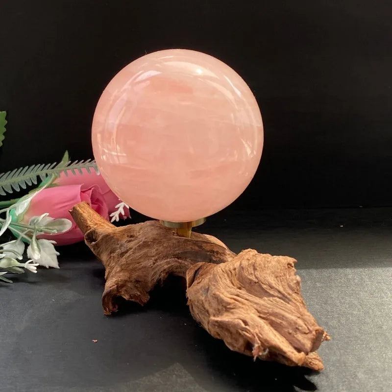 7-9cm Large Natural Rose Quarter Ball Crystal Healing Decoration for Office and Home Use or Souvenir Gift.