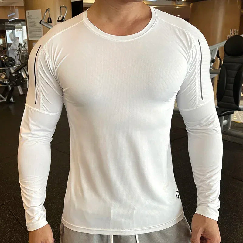 Shedao High Quality Running Shirt Tops Clothing -Men`s Gym Sport Tshirt Quick Dry Compression Sweatshirt Fitness Breathable Sportswear
