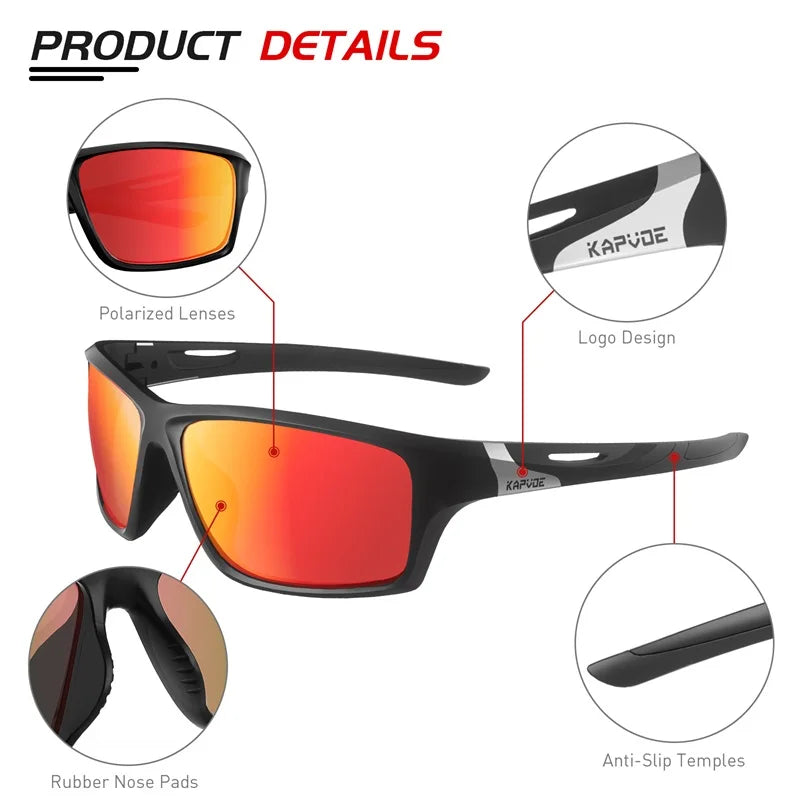 Kapvoe Polarized Sunglasses- Classic Sunglasses Fashion Men`s Cycling Glasses UV400 Outdoor Eyewear, Fishing and Driving Glasses