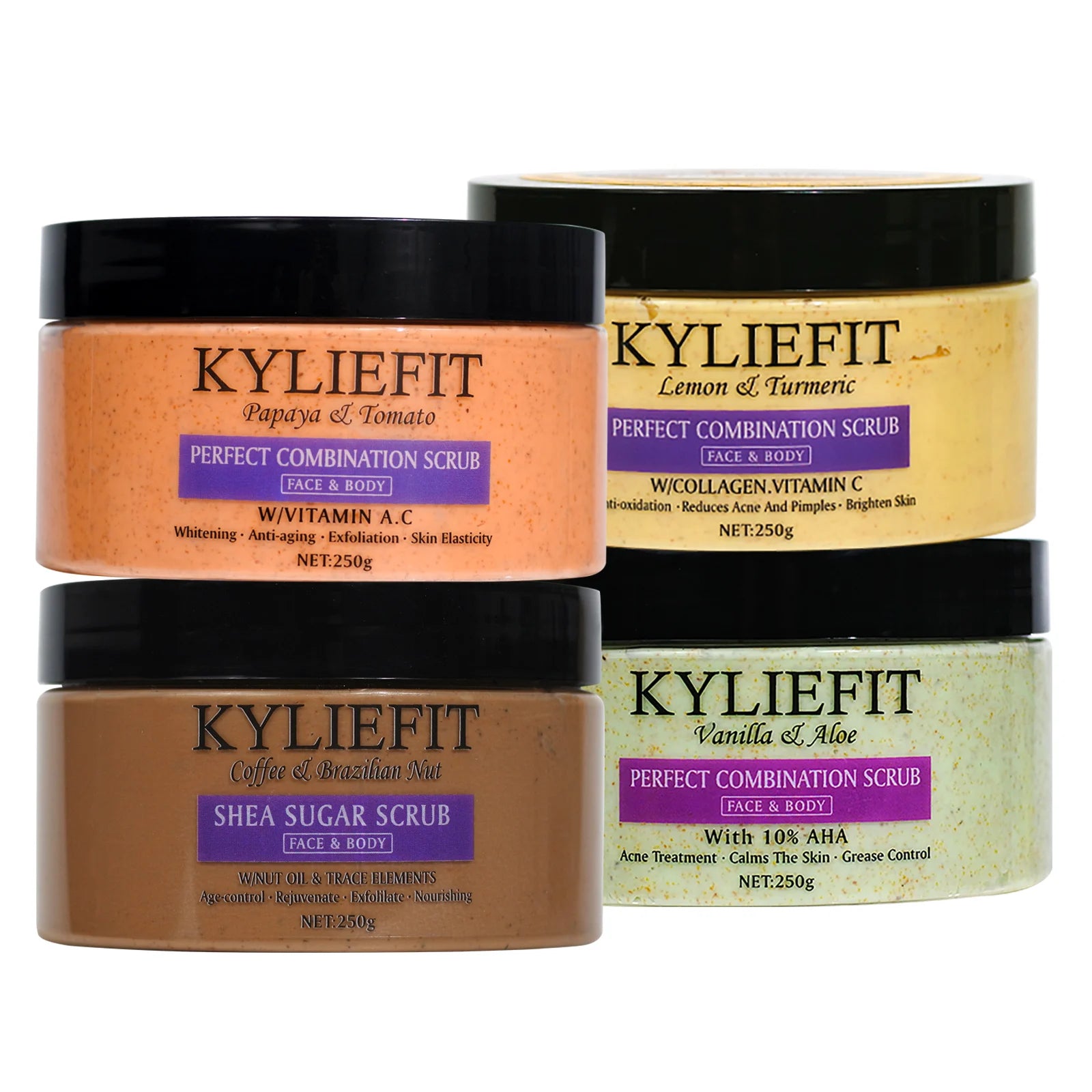 Kyliefit Natural Body Scrub - Moisturizing and Exfoliating Body, Face, Hand, Foot Scrub - Lightening, Fine Lines & Wrinkles, with Skin Glowing-Unisex