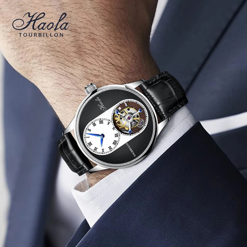Haofa Flying Tourbillon Men`s Watch- Sapphire Manual Mechanical Movement Watches for Men, Luxury Business Casual Waterproof 1025