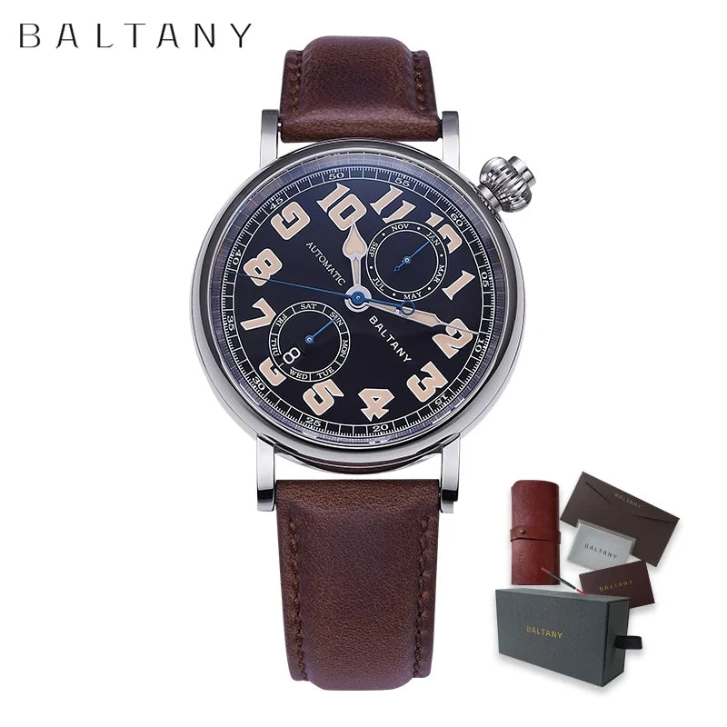 Baltany 1935 S6047 Retro Men's Automatic Mechanical Watch -Luxury Sapphire Waterproof 5Bar Super Glow C3 Reloj Hombre Watch