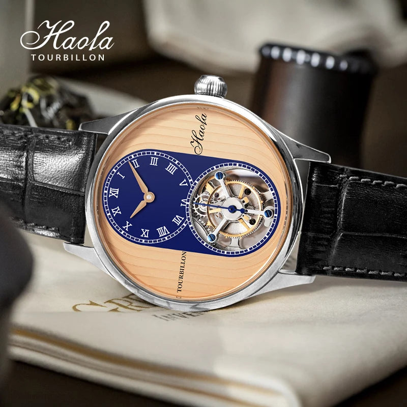 Haofa Flying Tourbillon Men`s Watch- Sapphire Manual Mechanical Movement Watches for Men, Luxury Business Casual Waterproof 1025