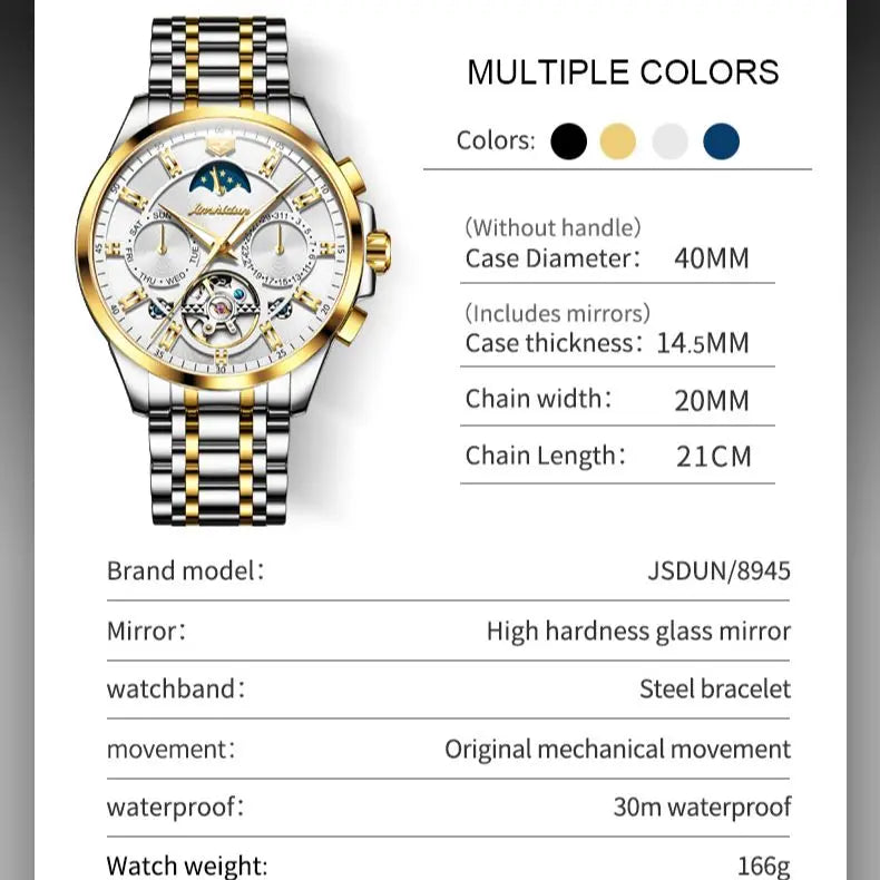 JSDUN Original Multifunctional Automatic Watch for Men - DeRae's Shop For Goods