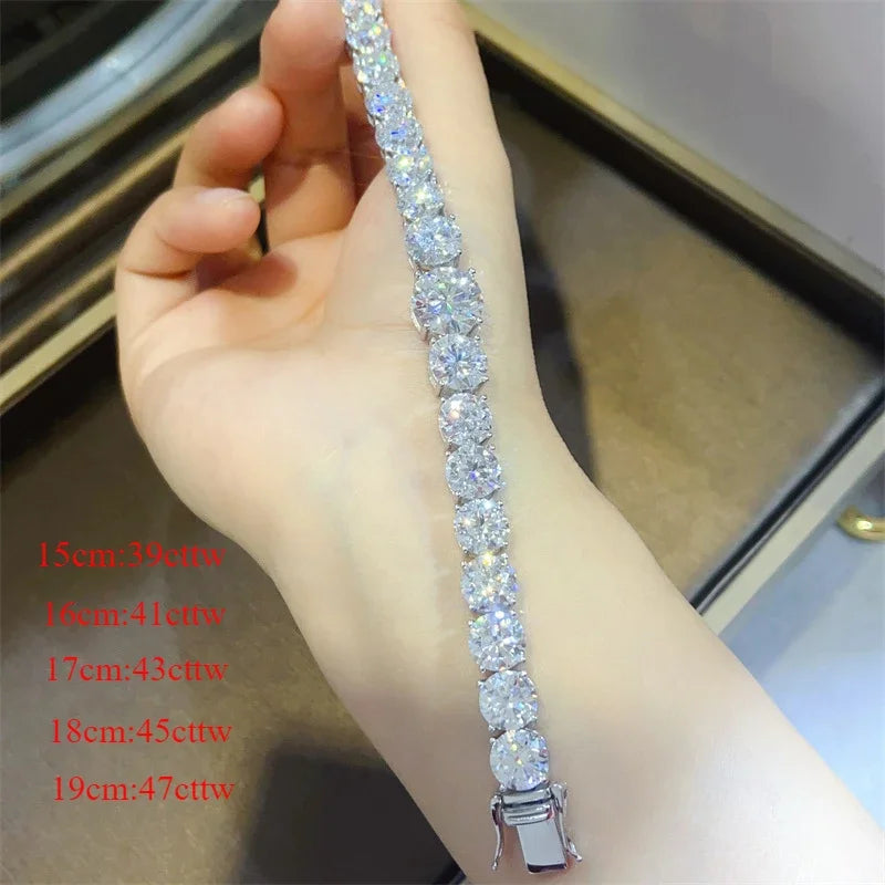 Smyoue 5CT Gradient Moissanite Tennis Bracelets Unisex- Full Diamond Luxury Big-Stone Chain Sterling Silver 925 Jewelry