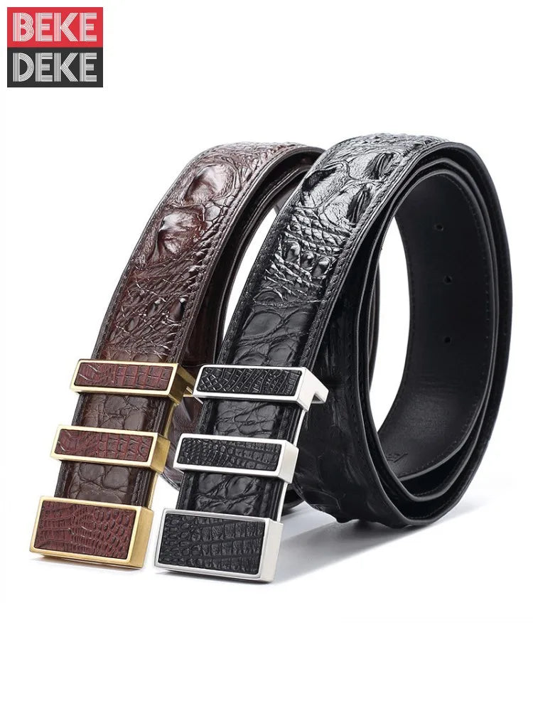 BEKEDEKE High Quality Men`s Crocodile Genuine Leather Belt for Business, Office Work, or Formal- Waistband Classic Real Leather Girdle