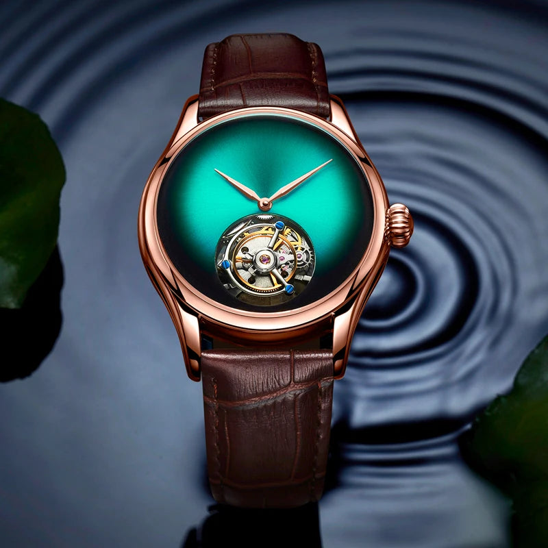 AESOP Men's Mechanical Luxury Watches -Tourbillon Skeleton Watch for Men, Wrist Watch Luxury Clocks Leopard Eye Dial