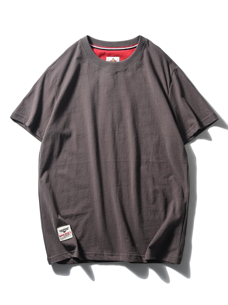 220g 100% Cotton Retro Printed T Shirts for Men- Casual Half Sleeve Basic T-shirt for Young Motorcycle Males