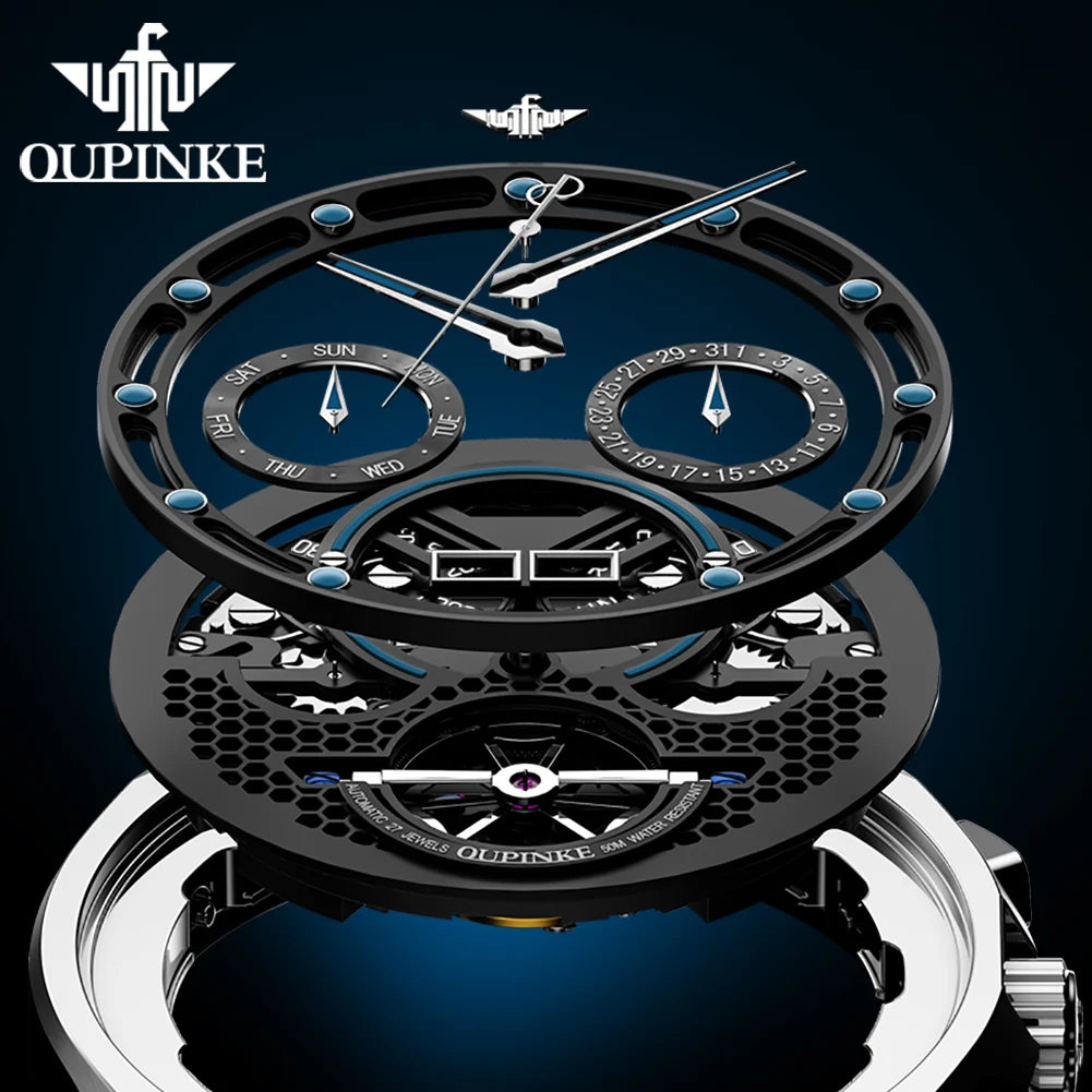 OUPINKE Automatic Mechancial Watch for Men Luxury Swiss Certificated - DeRae's Shop For Goods
