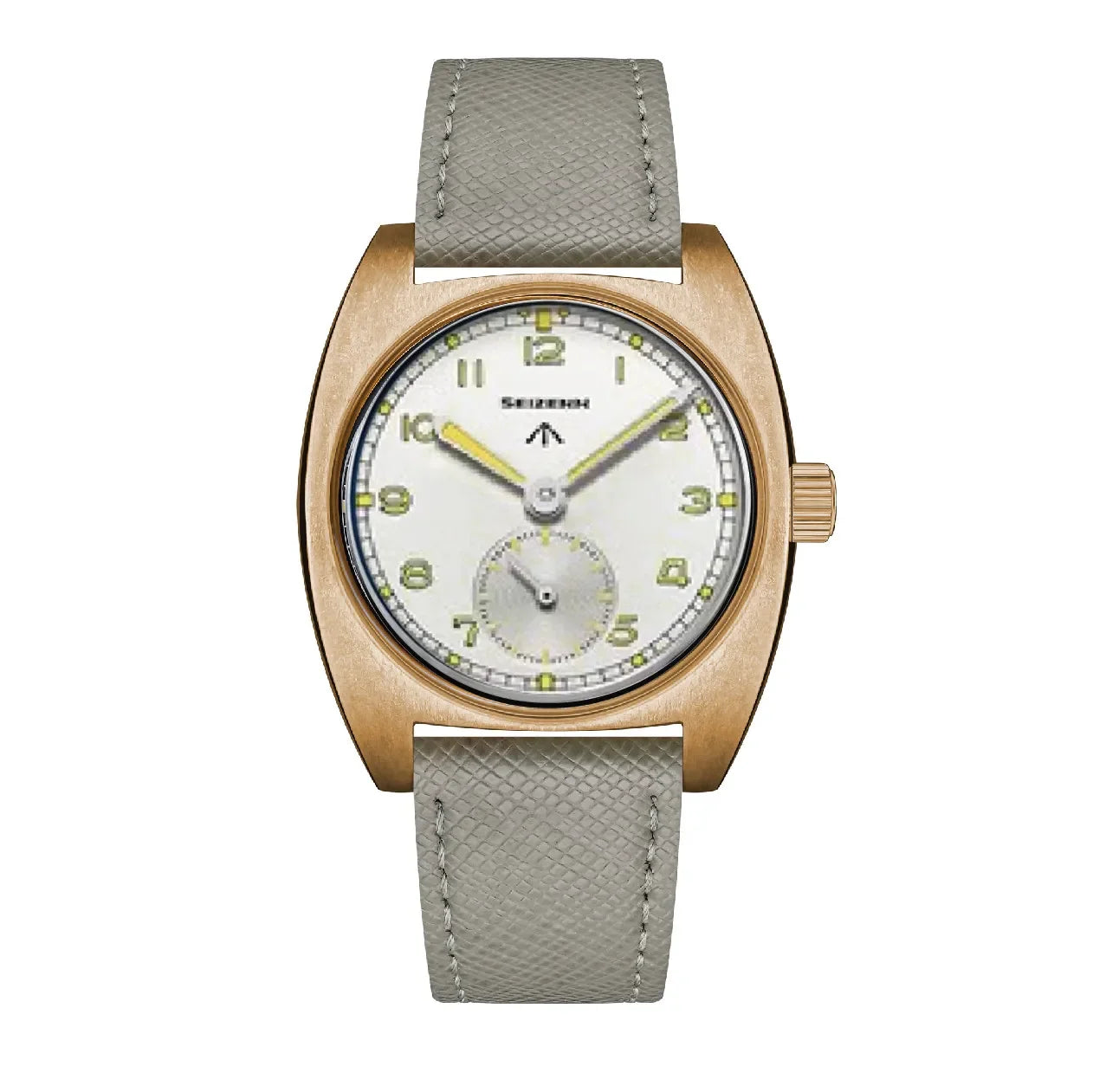 Seizenn W10 Field Watch Retro Arrow Pilot Watch- Men`s Mechanical Manual Hand Wind Luminous Merkur CUSN8 Bronze Turtle Case WWW