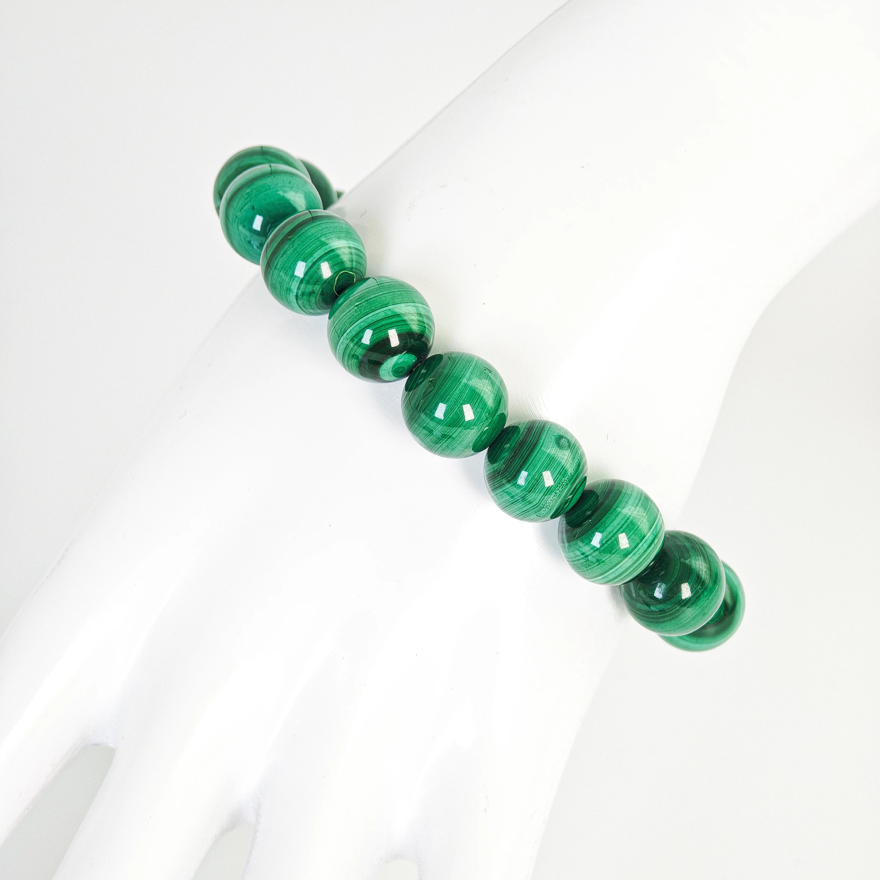 Natural Malachite Beaded Bracelet 6-12mm Multi-Size AAA Peacock Pattern Healing Stone -Unisex Jewelry