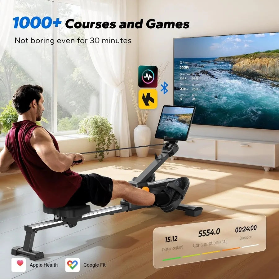 Foldable Rowing Machines for Home, Magnetic Rowing Machine with 16-Level, Compact Row Saves 20% Space, 350 LBS Load Capacity