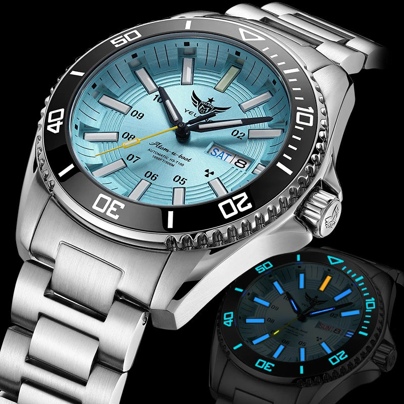 Yelang V1032-1 Automatic Movement Men`s Watch- 300m 30Bar Waterproof Dive Watches for Men Luminous 44MM