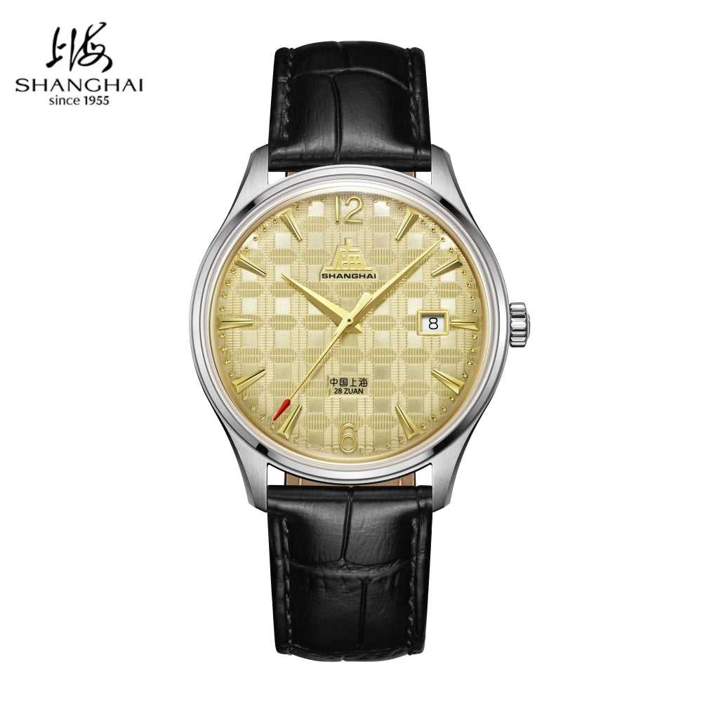 Shanghai Watch 39mm Elegant Men's Watches- ST2130 Movement Automatic Mechanical Clock Arched Sapphire Italian Leather Strap S5006