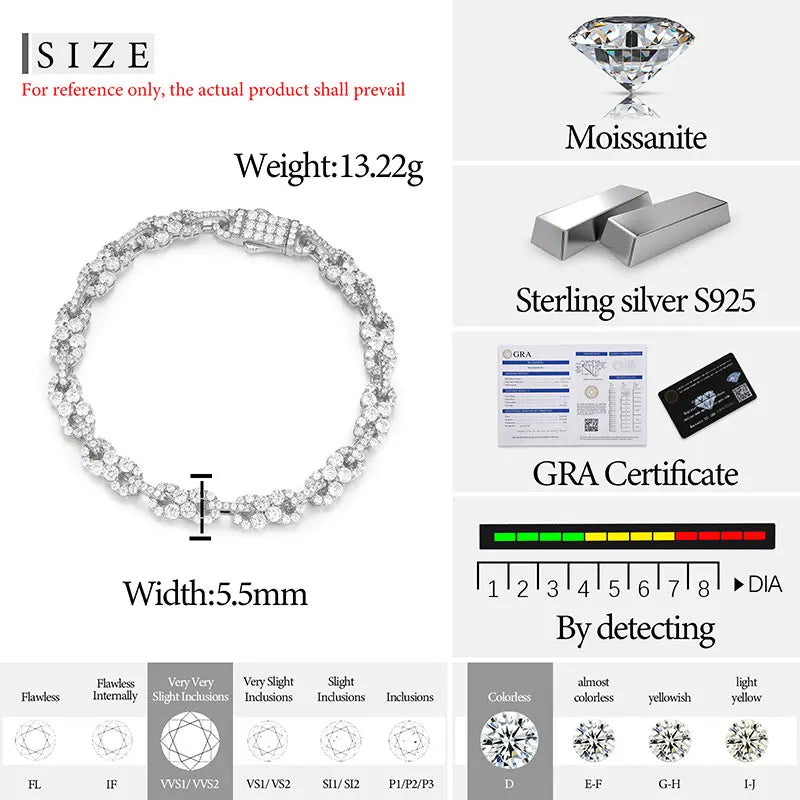 TUHE 8 Words Unisex Moissanite Bracelet For Men - DeRae's Shop For Goods