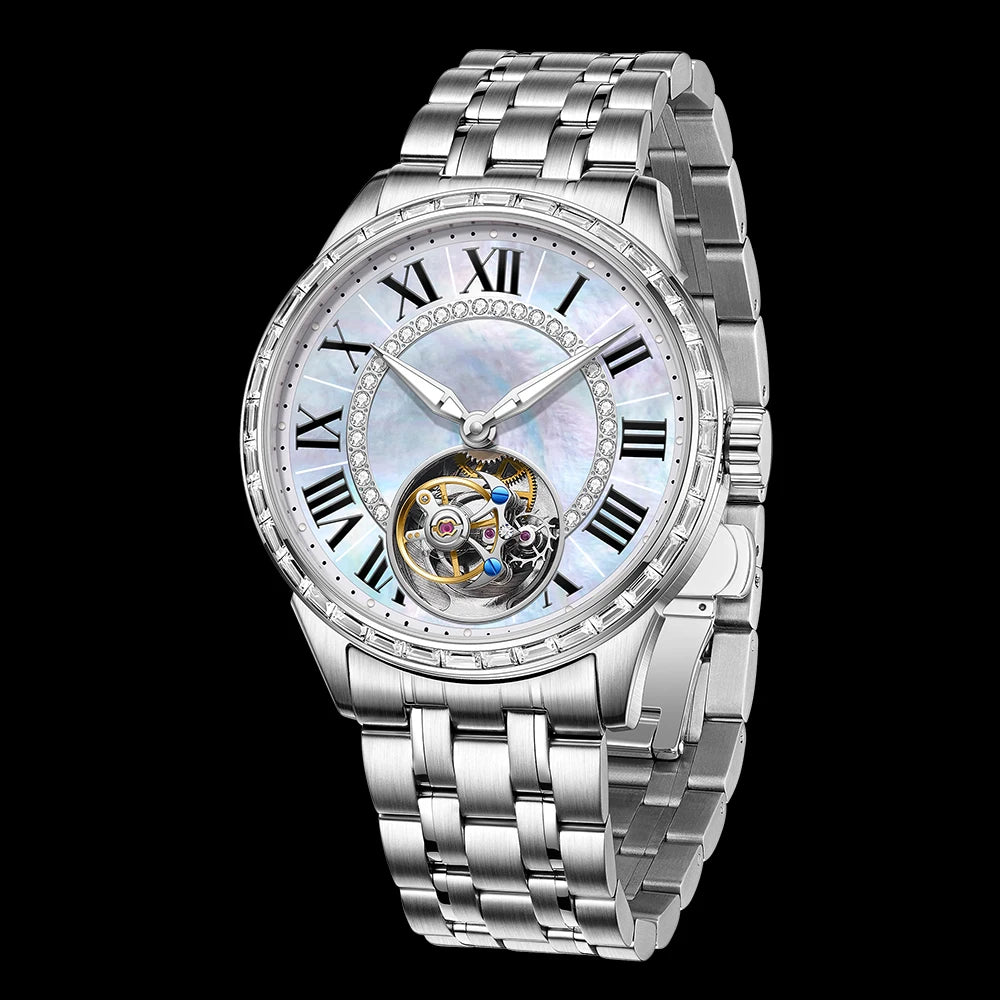 Raymondoya Original Tourbillon Watch- Fashion Men's Business Formal Luxury Skeleton Manual Mechanical Watch.