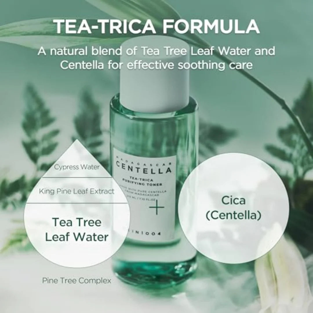 SKIN1004 Tea-Trica Purifying Toner 210ml- Madagascar Centella Asiatica Pore Care Sebum Control Blackhead Remover Korean Skin Care