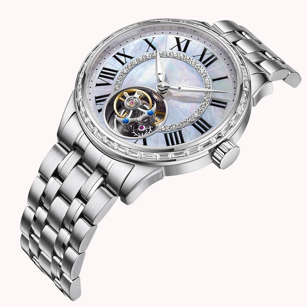 Raymondoya Original Tourbillon Watch- Fashion Men's Business Formal Luxury Skeleton Manual Mechanical Watch.