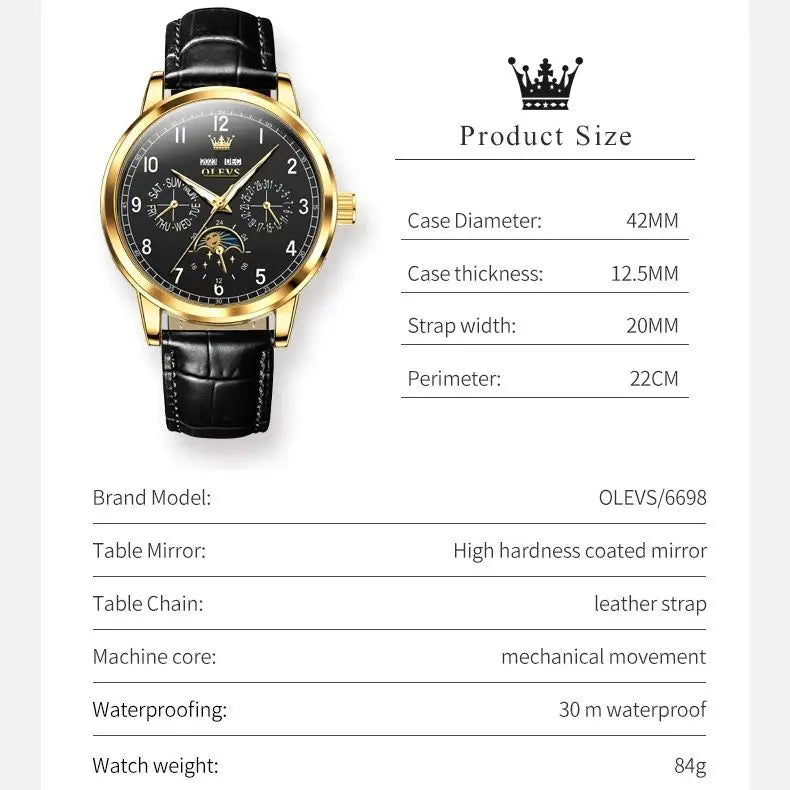 OLEVS Original Classic Fashion Stainless Steel Automatic Watch for Men - DeRae's Shop For Goods