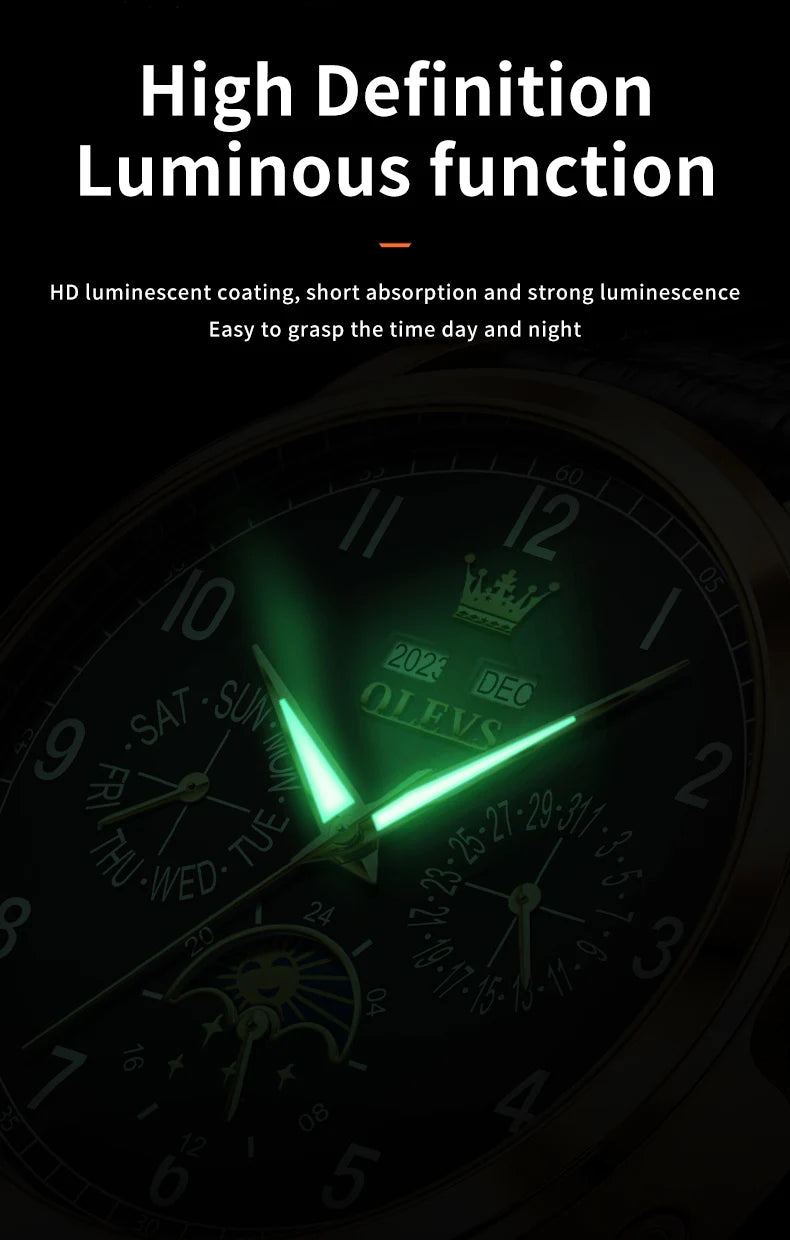 OLEVS Original Classic Fashion Stainless Steel Automatic Watch for Men - DeRae's Shop For Goods